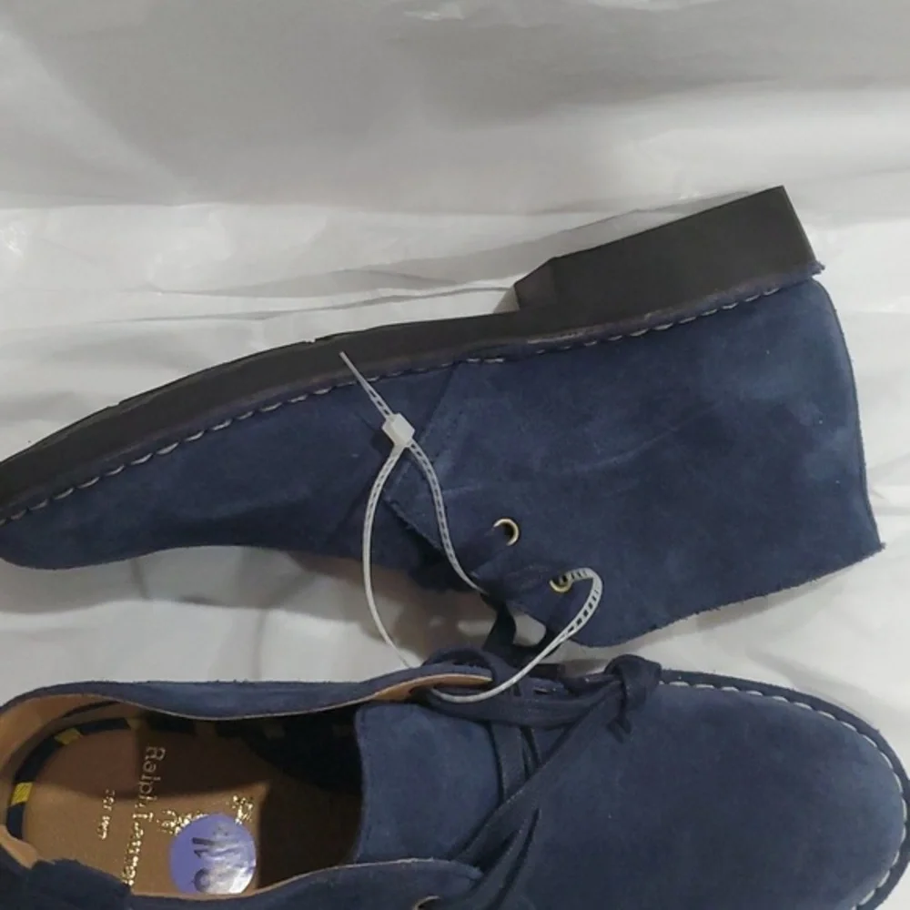 Polo Ralph Lauren navy Blue suede Talan Chukka lace up oxford boots size 8.5 new